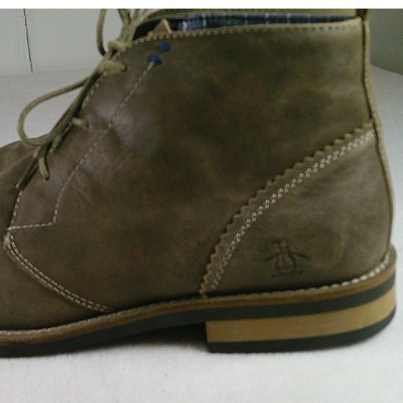 Original Penguin Monty Mens Leather Chukka Boots Brown Olive 10.5 OP100199 main image 4